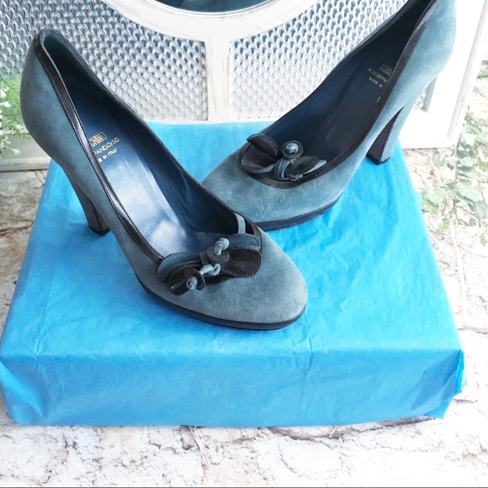Moschino Cheap Chic Blue Suede Heels Sz 8